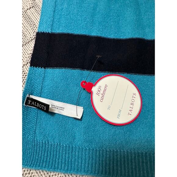 Talbots blue striped cashmere scarf NWT - Picture 2 of 2